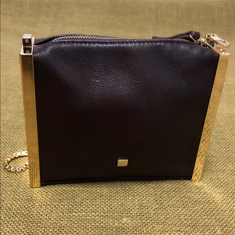 Purificación García brick bag brown leather, gold-tone hardware/strap